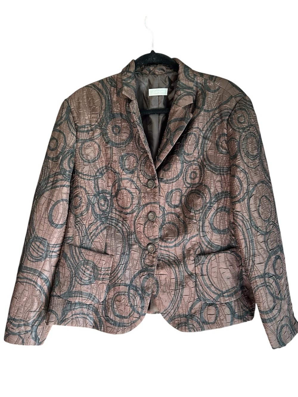 Steilmann Brown Patterned Circle-Print Blazer Jacket